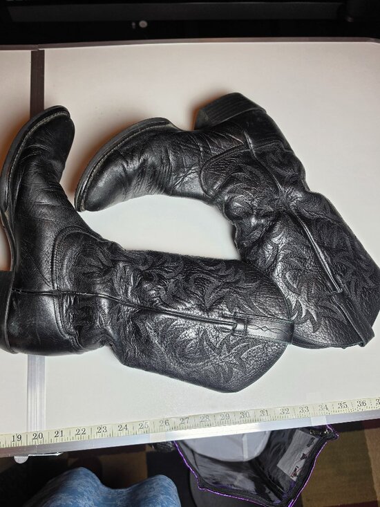 Ariat Mens Heritage Western R Toe Black Deertan Leather Cowboy Boots Sz 10.5 D